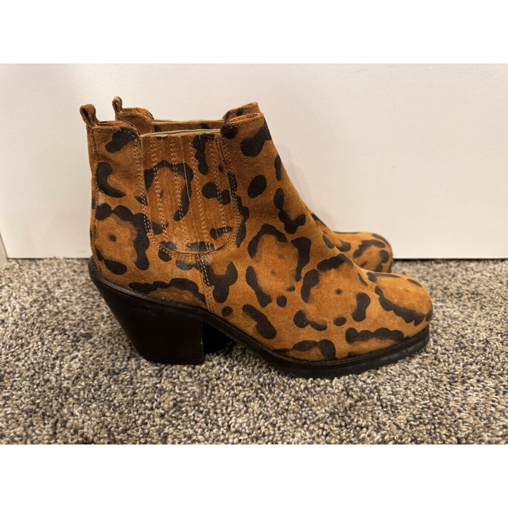 Top Shop Women’s Animal Print Ankle Boots Heeled Size 38